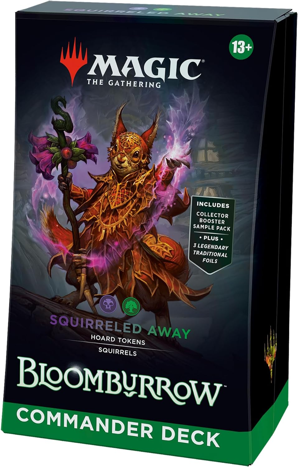 PRE-ORDER: Bloomburrow Commander Deck - Squirreled Away (100-Card Deck, 2-Card Collector Booster Sample Pack + Accessories) Magic:The Gathering