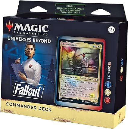 Magic: The Gathering Fallout Commander Deck - Science! (100-Card Deck, 2-Card Collector Booster Sample Pack + Accessories)