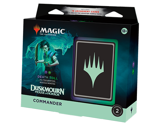 Magic: The Gathering Duskmourn: House of Horror Commander Deck - Death Toll (100-Card Deck, 10 Archenemy Cards, 2-Card Collector Booster Sample Pack + Accessories)