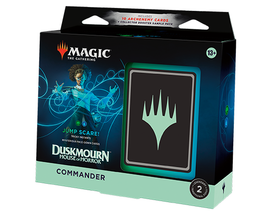 Magic: The Gathering Duskmourn: House of Horror Commander Deck - Jump Scare! (100-Card Deck, 10 Archenemy Cards, 2-Card Collector Booster Sample Pack + Accessories)