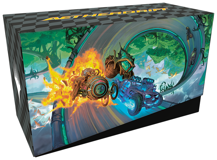 Magic: The Gathering Aetherdrift Bundle (9 Play Boosters, 40 Lands, 1 Alt-Art Card + Exclusive Accessories)