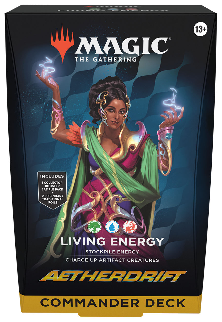 Magic: The Gathering Aetherdrift Commander Deck - Living Energy (100-Card Deck, 2-Card Collector Booster Sample Pack + Accessories)