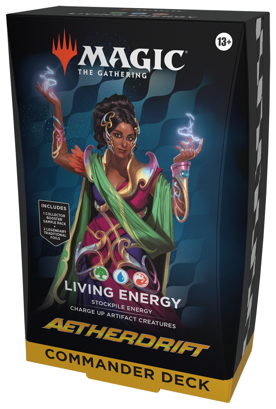 Magic: The Gathering Aetherdrift Commander Deck - Living Energy (100-Card Deck, 2-Card Collector Booster Sample Pack + Accessories)