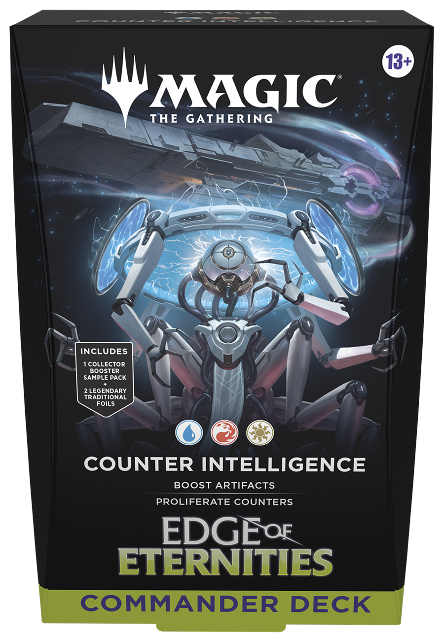 Magic: The Gathering Edge of Eternities Commander Deck - Counter Intelligence (100-Card Deck, 2-Card Collector Booster Sample Pack + Accessories)