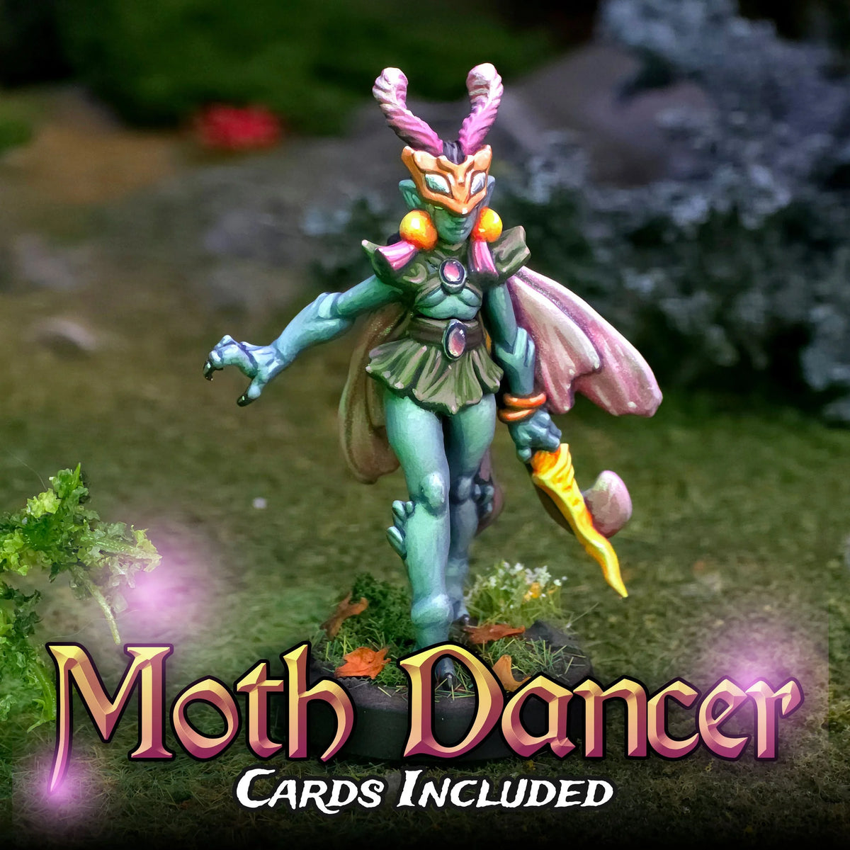 Moth Dancer with Advocate Character Card and Upgrade Card.