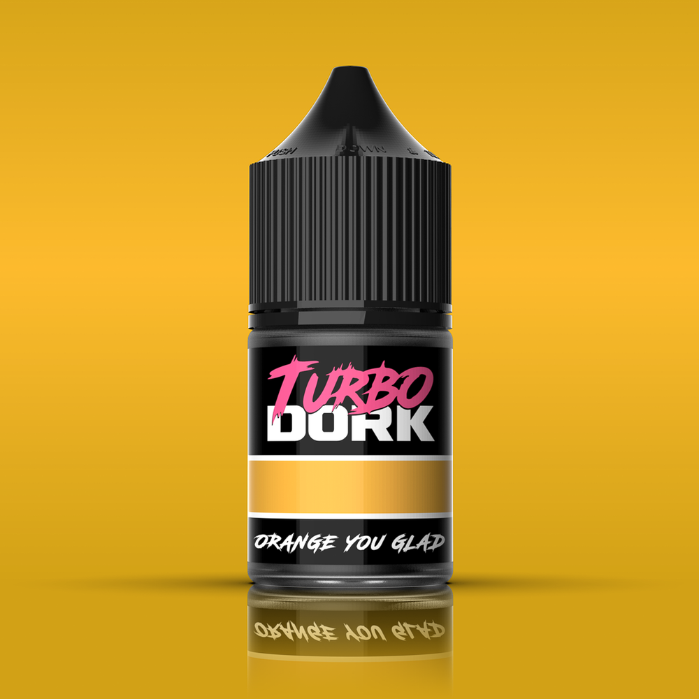 Bottle of Turbo Dork Orange You Glad Metallic Acrylic Paint metallic paint for miniatures