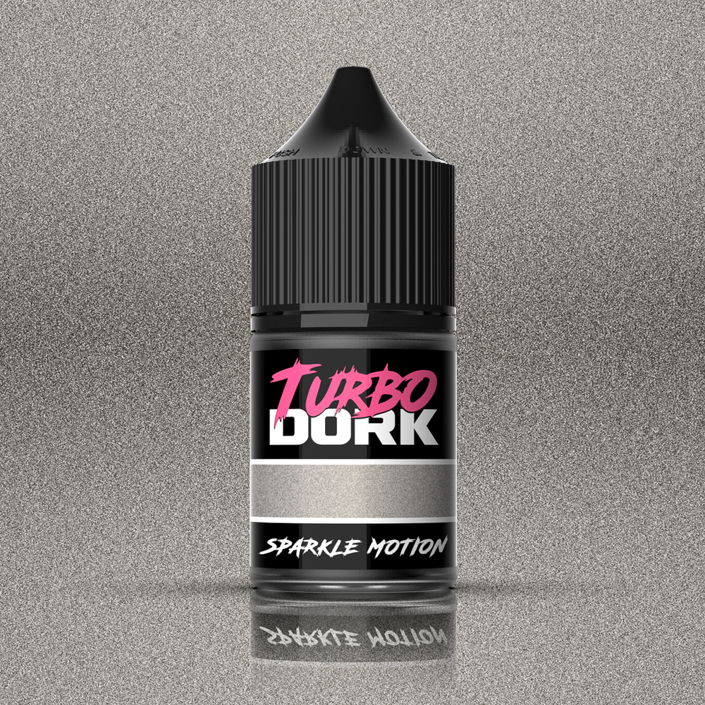 Bottle of Turbo Dork Sparkle Motion Flourish Acrylic Paint metallic paint for miniatures