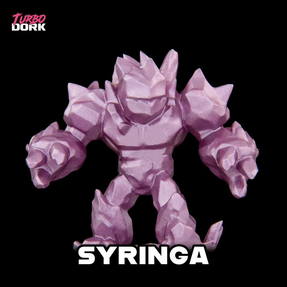 Bottle of Turbo Dork Syringa metallic paint for miniatures