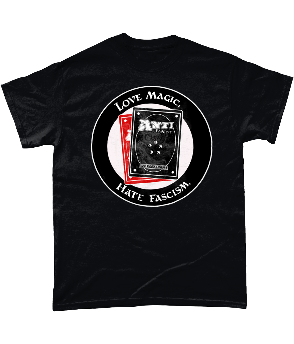 Love Magic, Hate Fascism Gildan Heavy Cotton T-Shirt, Available for Relabelling made by Exit 23 Games. Exit 23 Games 