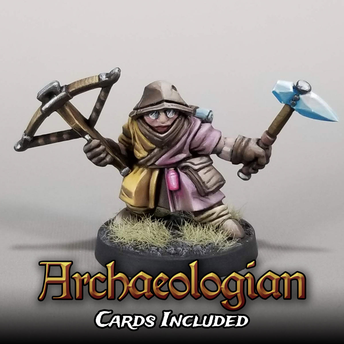 Moldorf Archaeologian with Neutral Character Card and Upgrade Card. Miniature Metal King Studio Exit 23 Games Moldorf Archaeologian with Neutral Character Card and Upgrade Card.