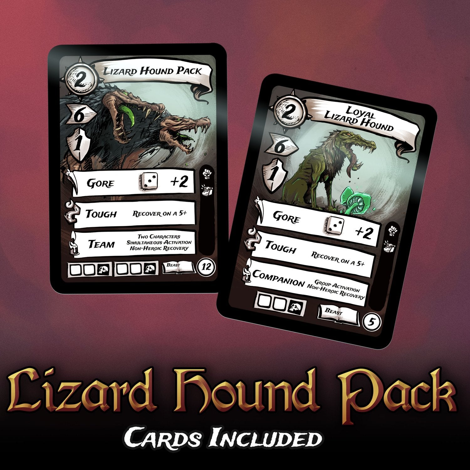 Lizard Hound Pack Miniature Metal King Studio Exit 23 Games Lizard Hound Pack