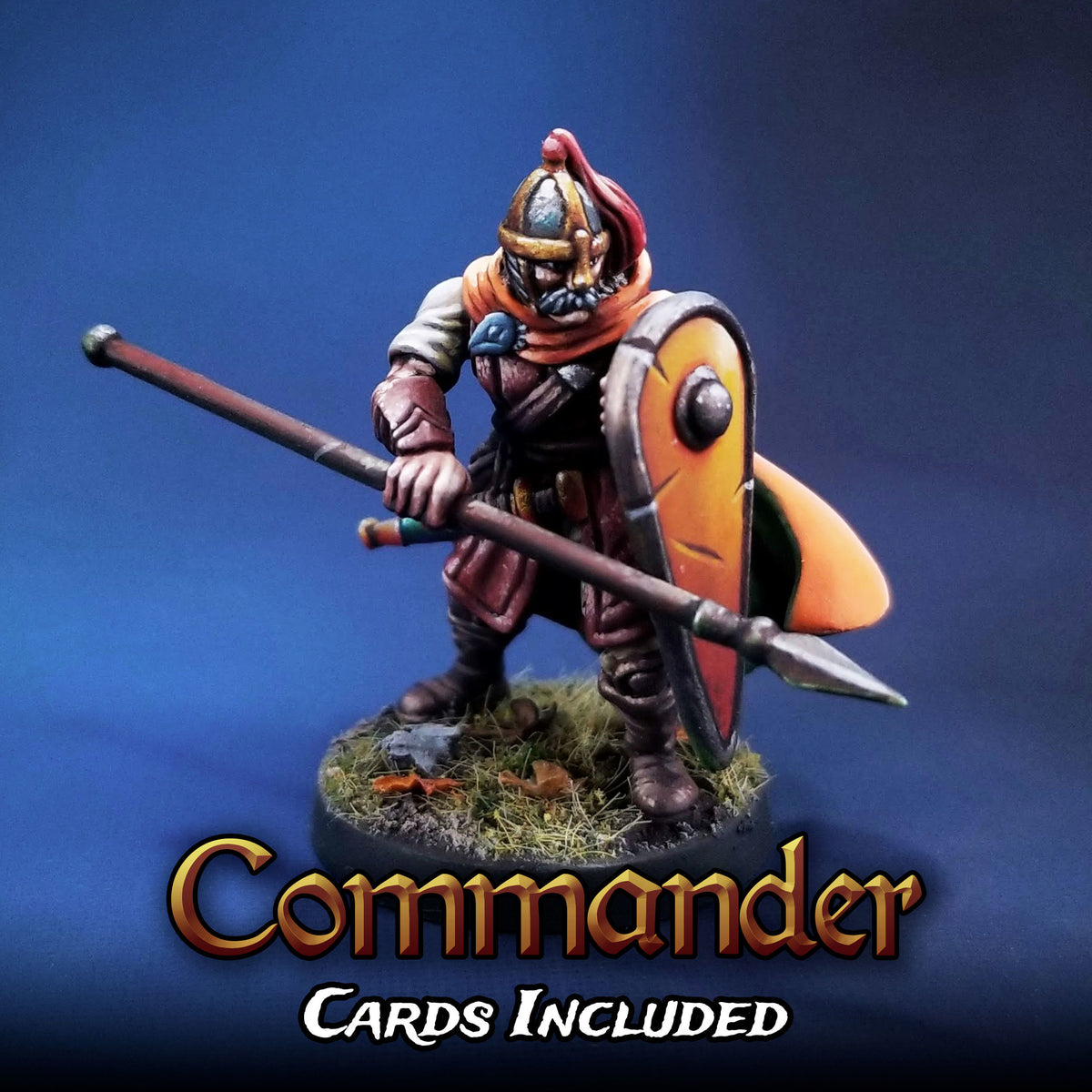 Lone Guard Commander with Character Card and Upgrade Card. Miniature Metal King Studio Exit 23 Games Lone Guard Commander with Character Card and Upgrade Card.