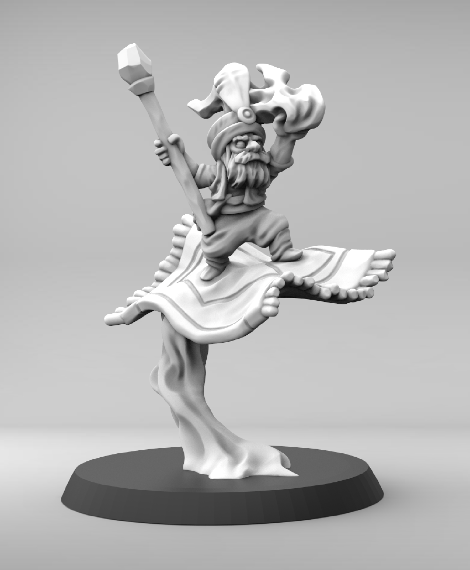 Gnome Magister on Magic Carpet Miniature Metal King Studio Exit 23 Games Gnome Magister on Magic Carpet